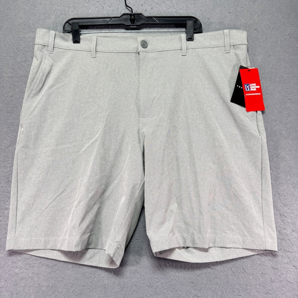 PGA TOUR Mens Light Grey‎ Heather Golf Shorts Sun Protection Size 42x10 Stretch